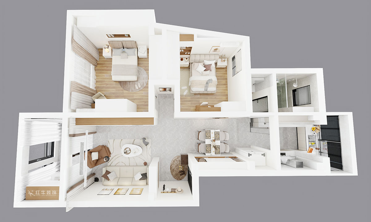 刘小勇｜美河园1-2-102-90㎡-现代简约风格｜2室2厅1卫｜新房装修｜定制家｜全包13